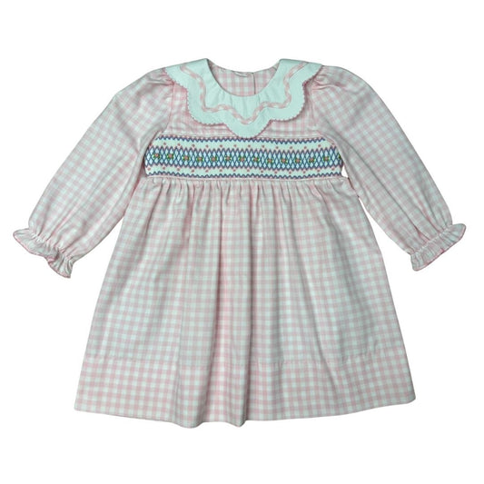 Pink Scalloped Smock Dress