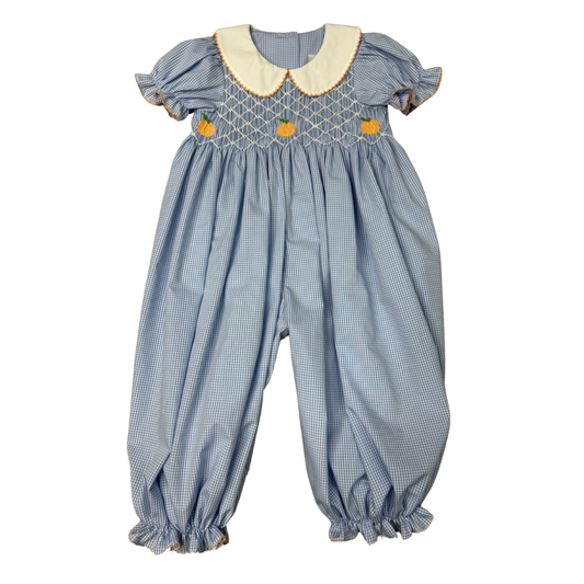 Girls Smocked Pumpkin Romper