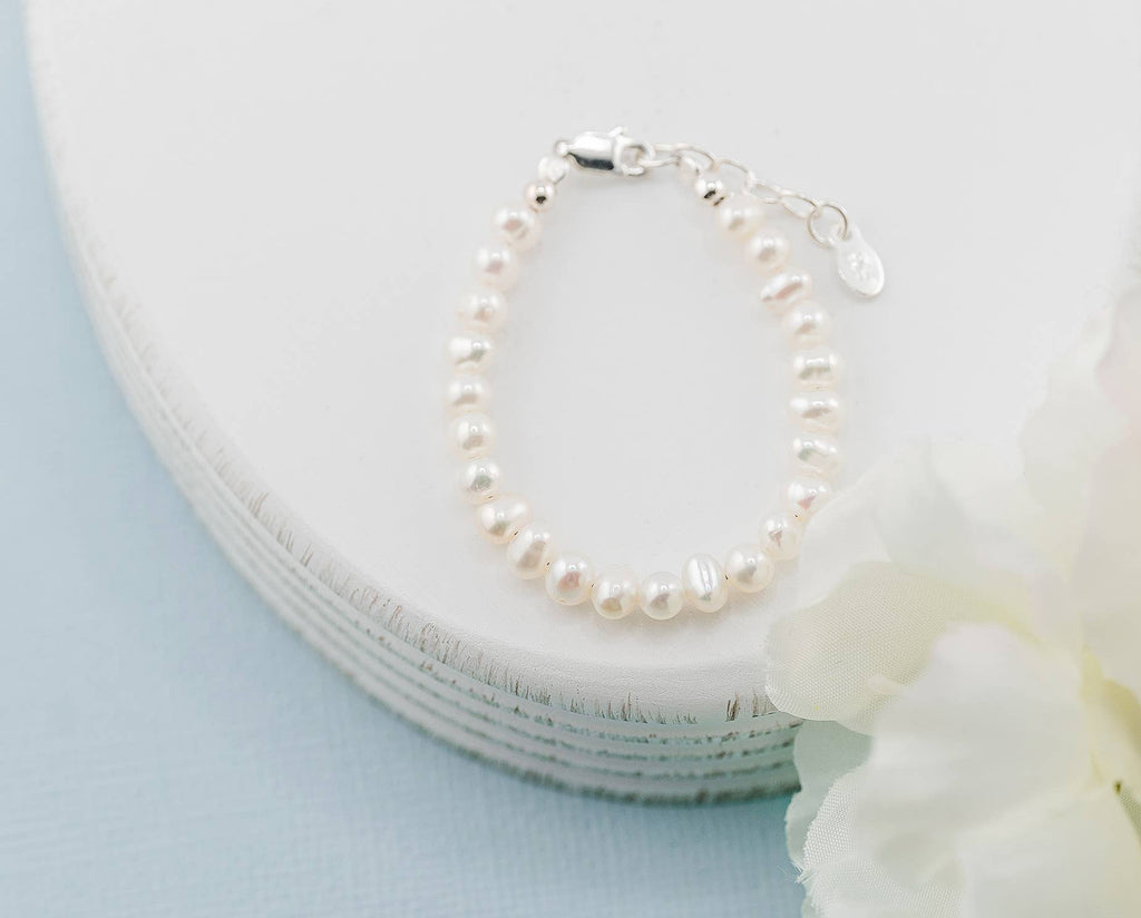 Kids Sterling Silver Freshwater Pearl Baby Girl Bracelet