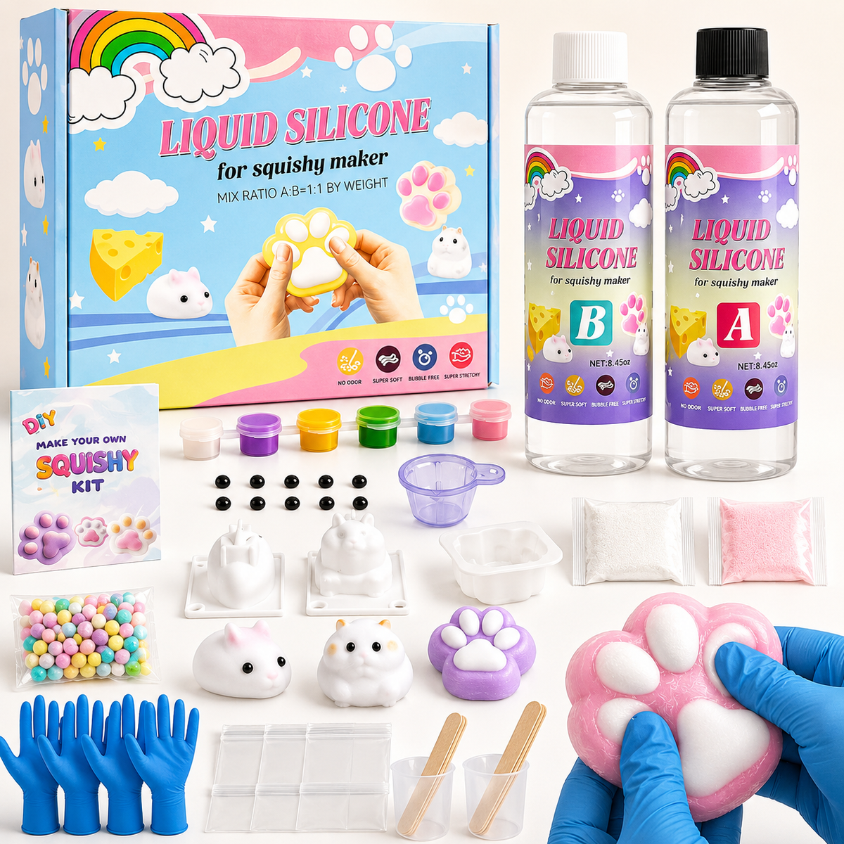 DIY Squishies Taba Kit with molds, color, flocking