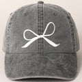 Bow Embroidered Cotton Baseball Cap: Black / One Size