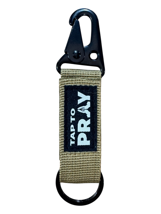 Tap To Pray™ - Tactical Carabiner Keychain: Tan