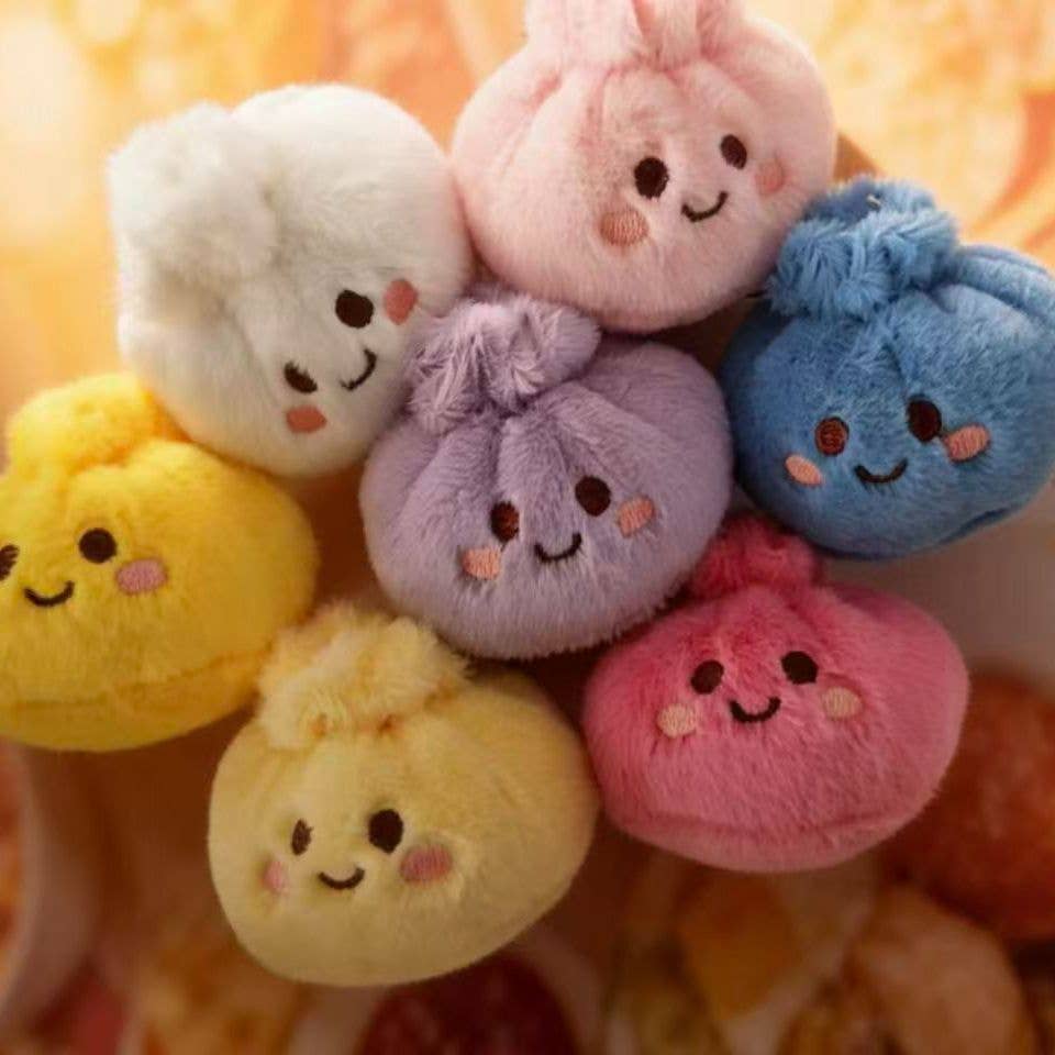 Colorful plush DUMPLINGS Squishy Toy fidget toy keychain: 12pcs set