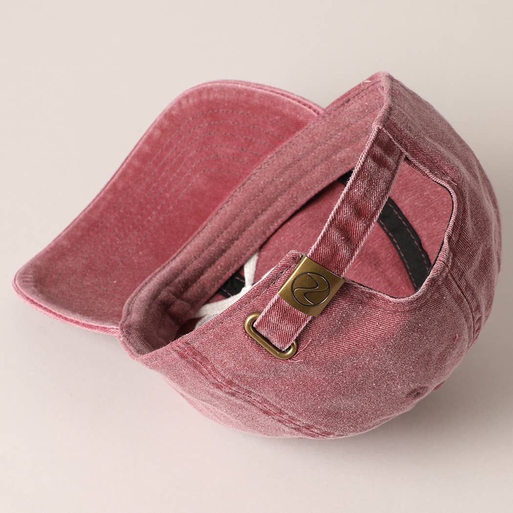 Bow Embroidered Cotton Baseball Cap: Black / One Size
