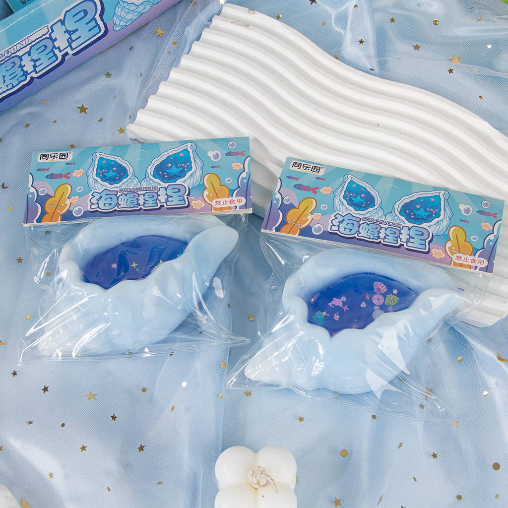 Silicone Realistic Conch Shell Squeeze Toy: Blue