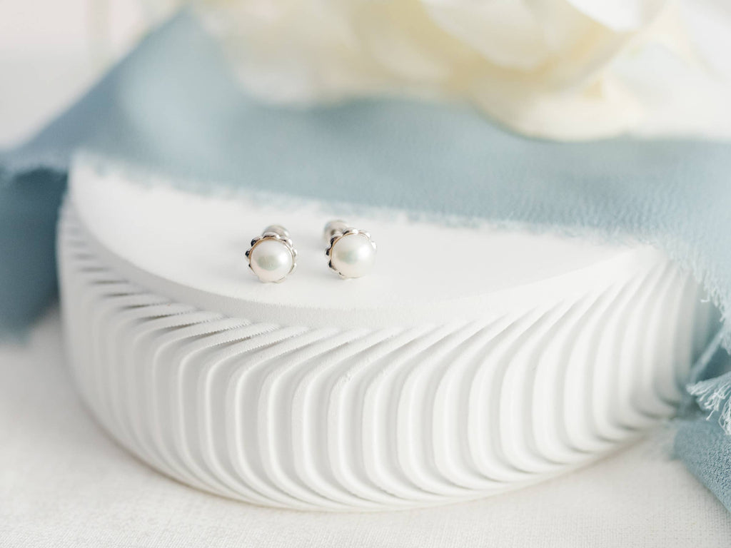 Sterling Silver Child's Freshwater Pearl Screw Back Earrings