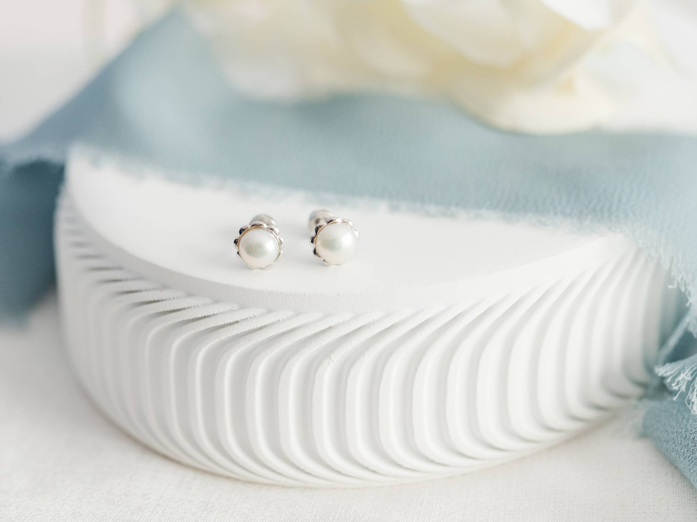 Sterling Silver Child's Freshwater Pearl Screw Back Earrings