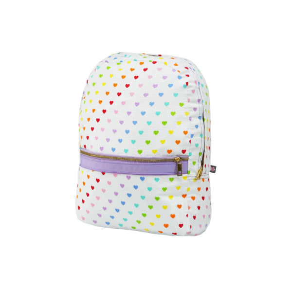 Tiny Hearts Seersucker Medium Backpack