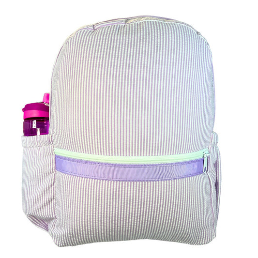 Lilac Seersucker Medium Backpack with Pocket