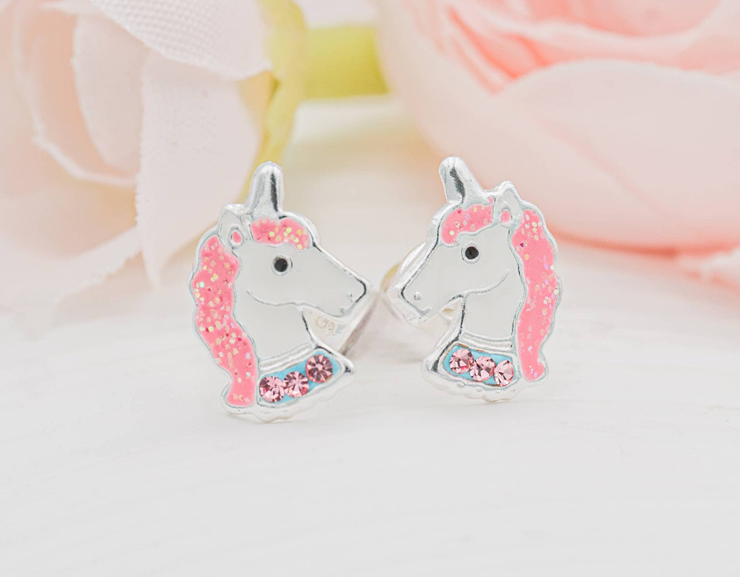 Sterling Silver Girls Stardust Unicorn Earrings for Kids
