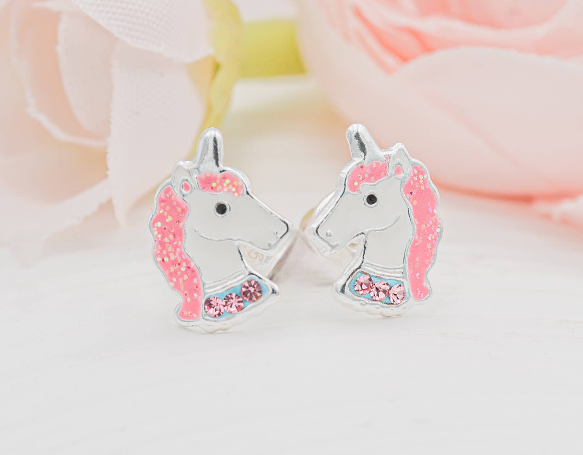 Sterling Silver Girls Stardust Unicorn Earrings for Kids