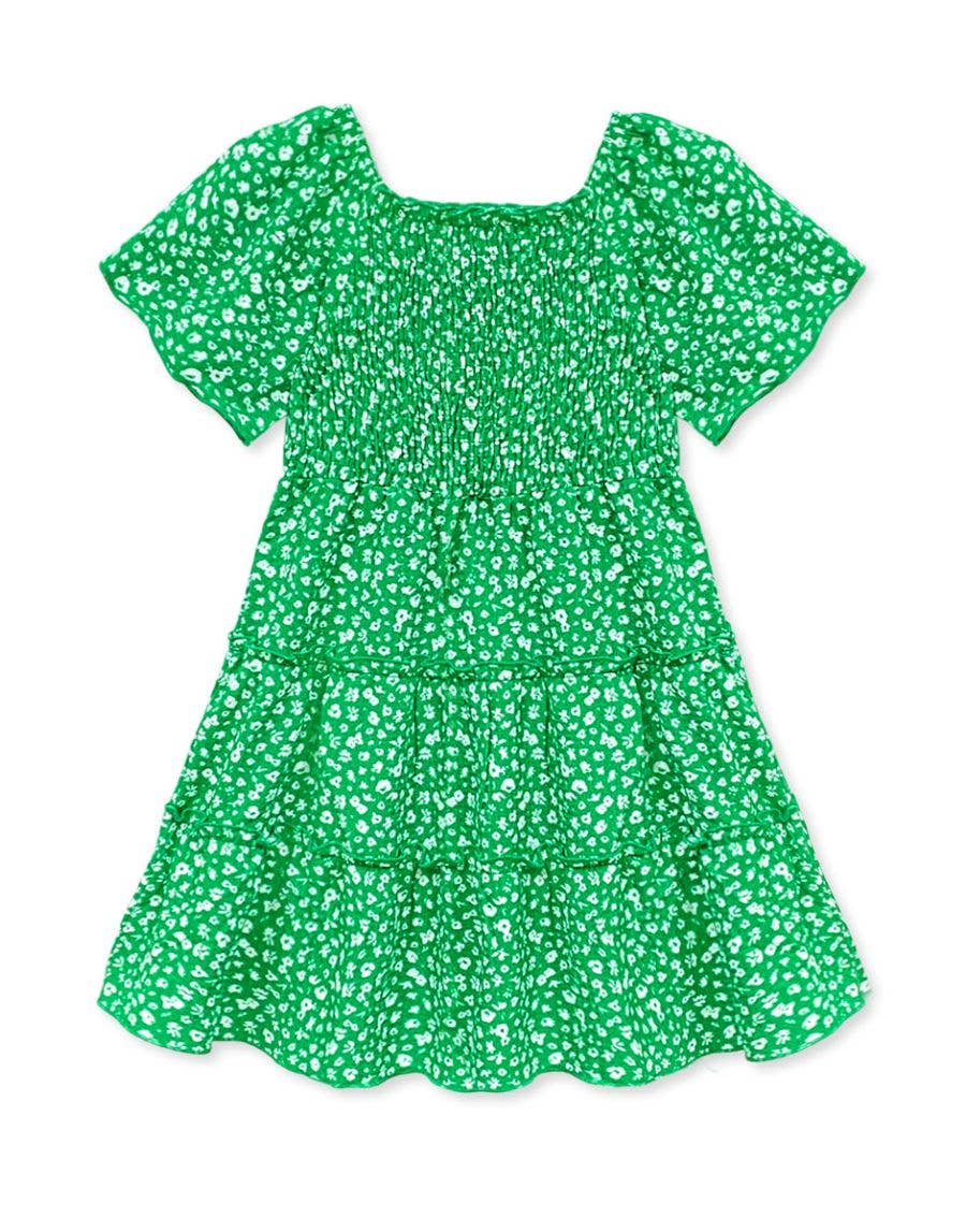 Crepe Green Floral Dress