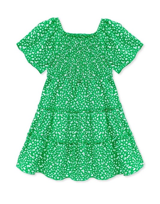 Crepe Green Floral Dress