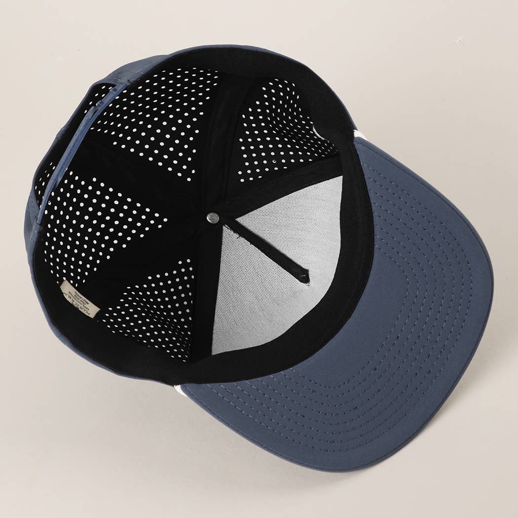 Solid Color 5 Panel Premium Materials Trucker Hat: NAVY/WHITE / One Size