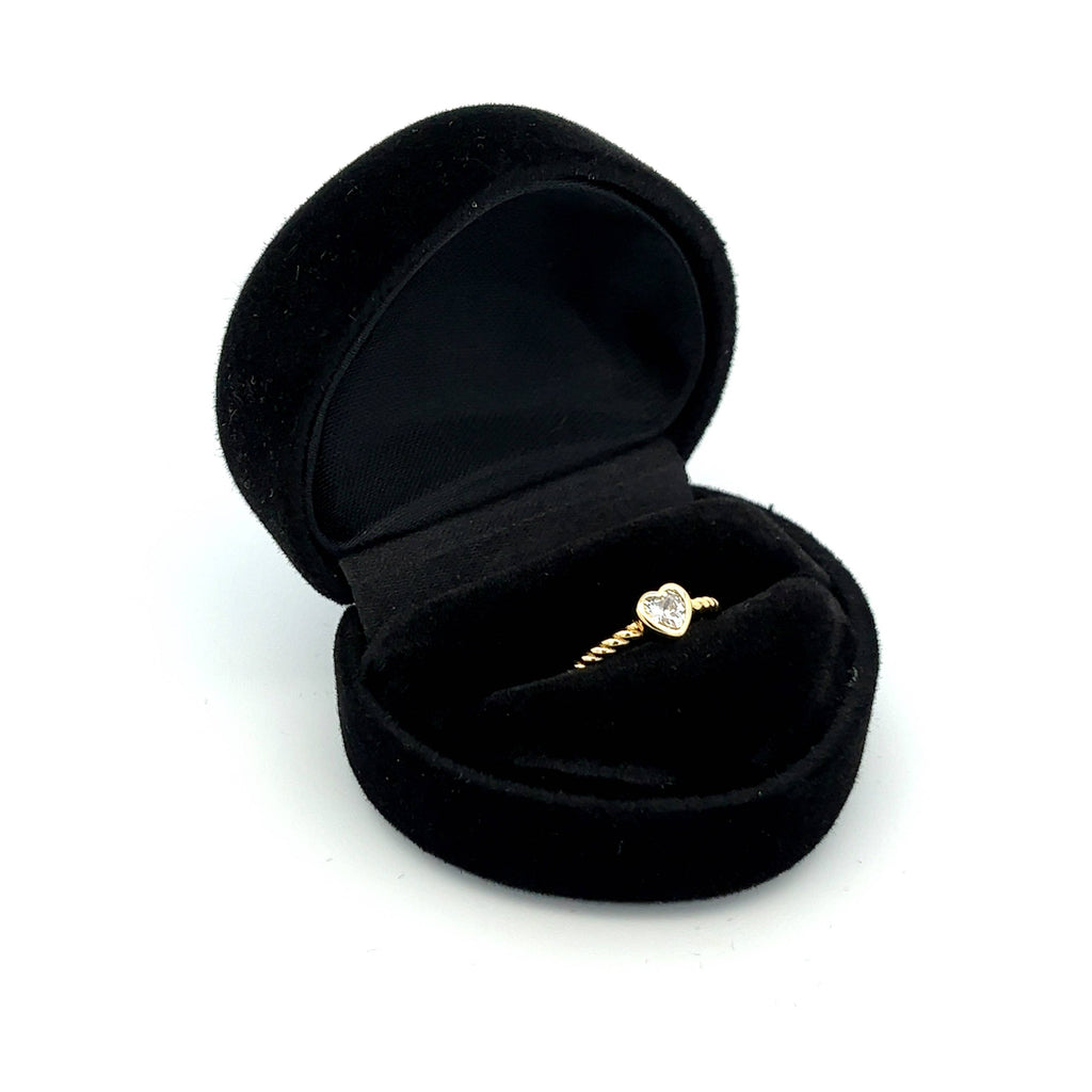 Gold-Plated Baby Ring - Silver Twisted Band w/Clear Heart