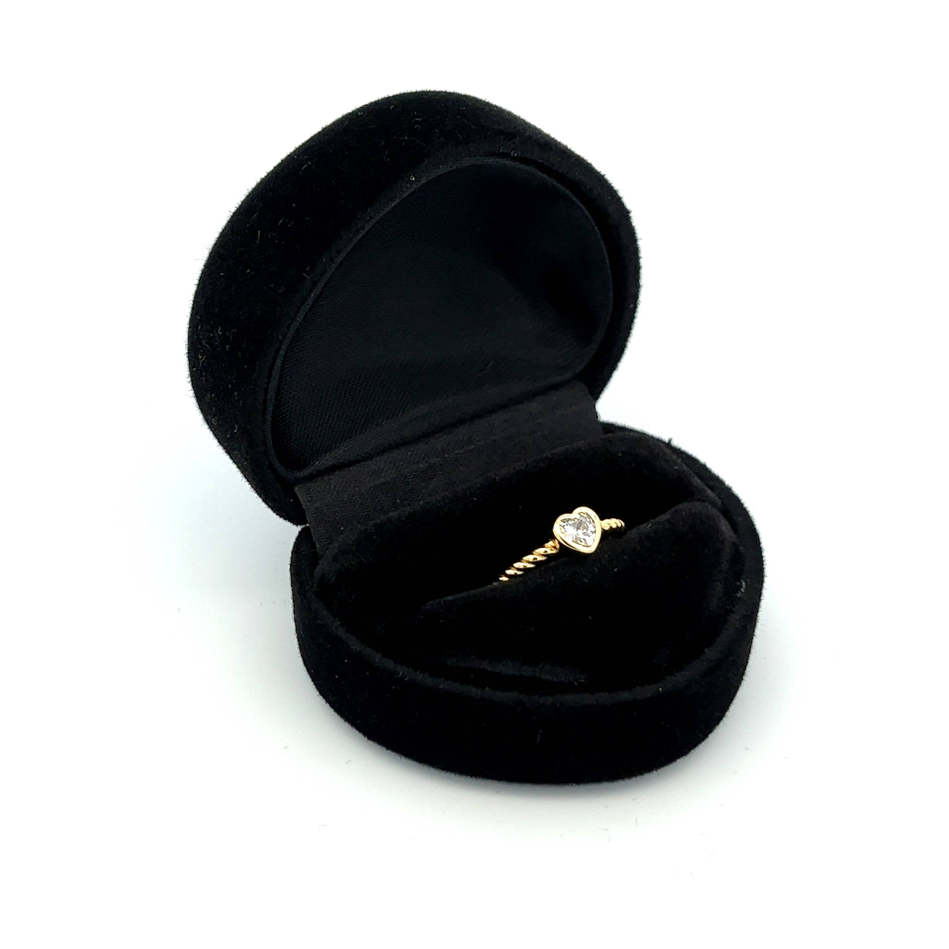 Gold-Plated Baby Ring - Silver Twisted Band w/Clear Heart