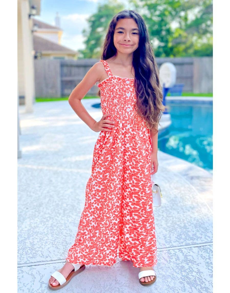 Coral Floral Romper