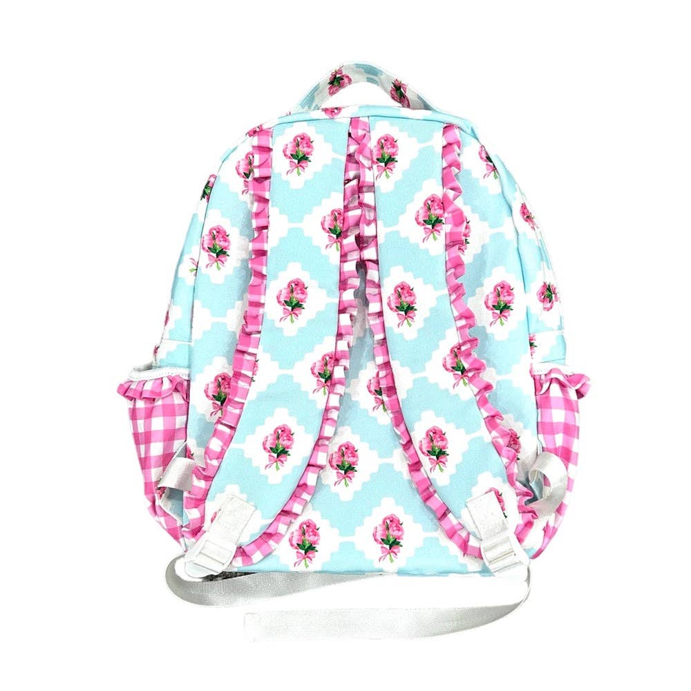 Girls Backpack - Peony Flower Bouquet