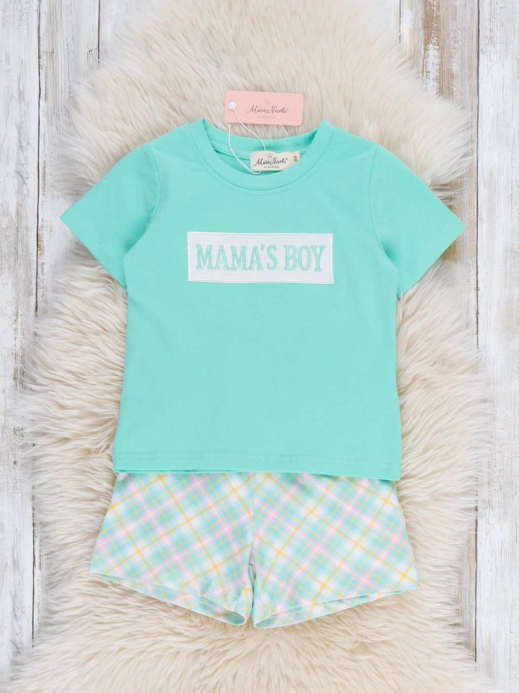 Mama’s Boy Pastel Plaid Set