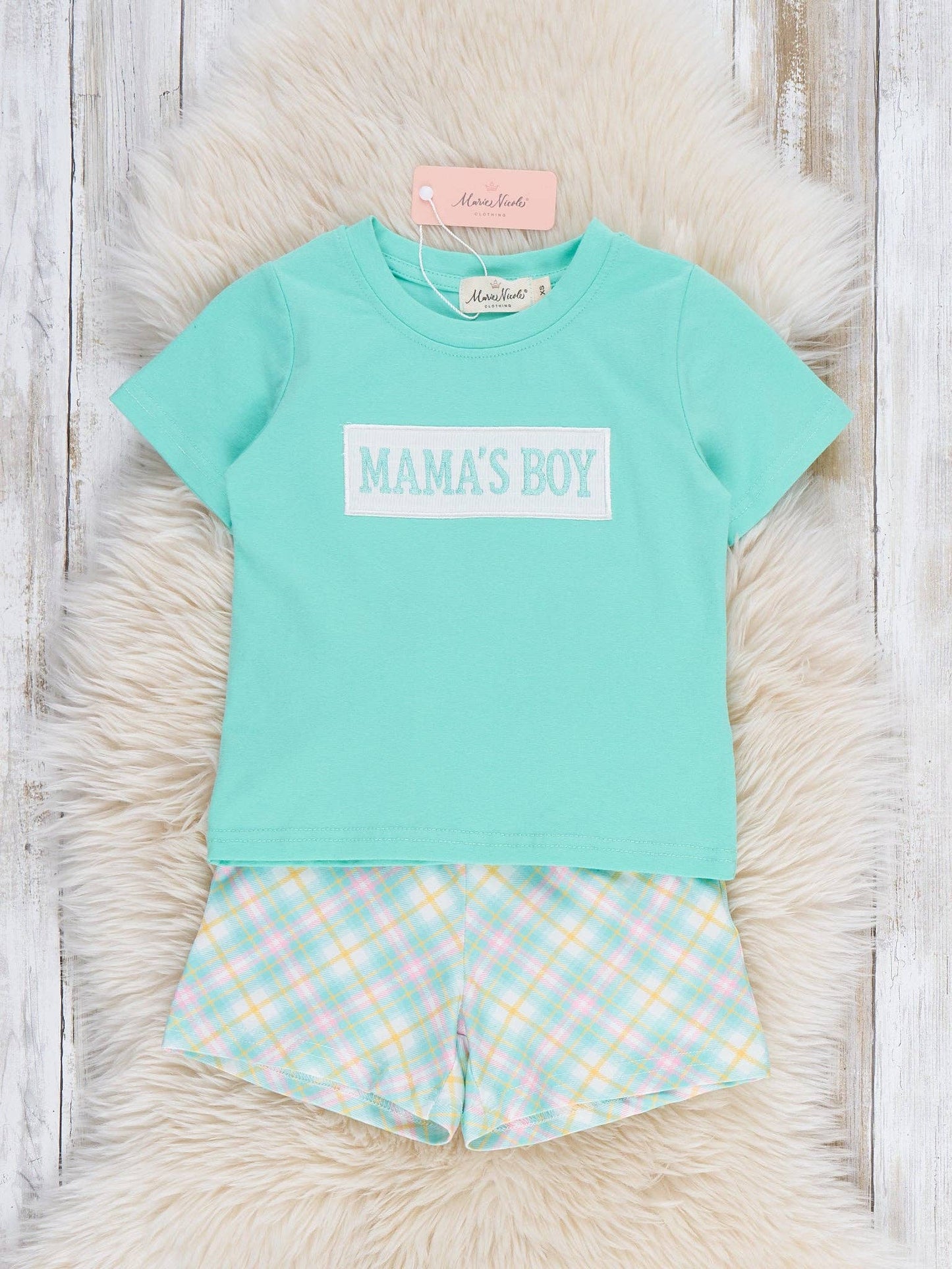 Mama’s Boy Pastel Plaid Set