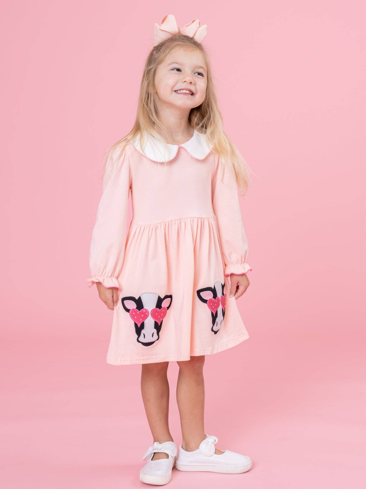 Sweetheart Cow Embroidered Dress: M(3yrs)