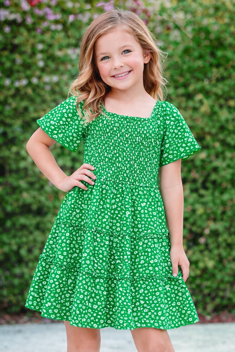 Crepe Green Floral Dress