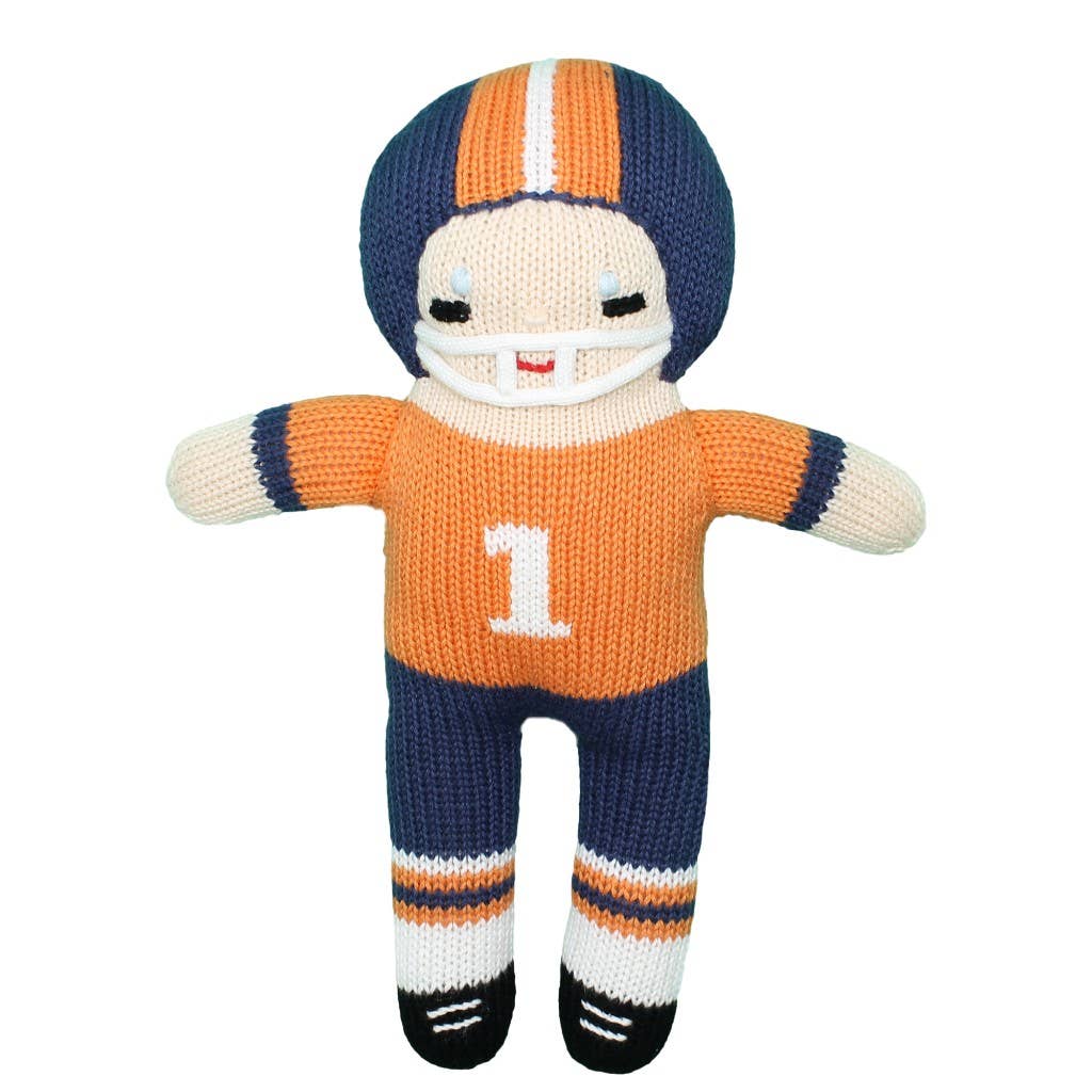 Football Player Knit Dolls: Orange/Navy / 12" Plush