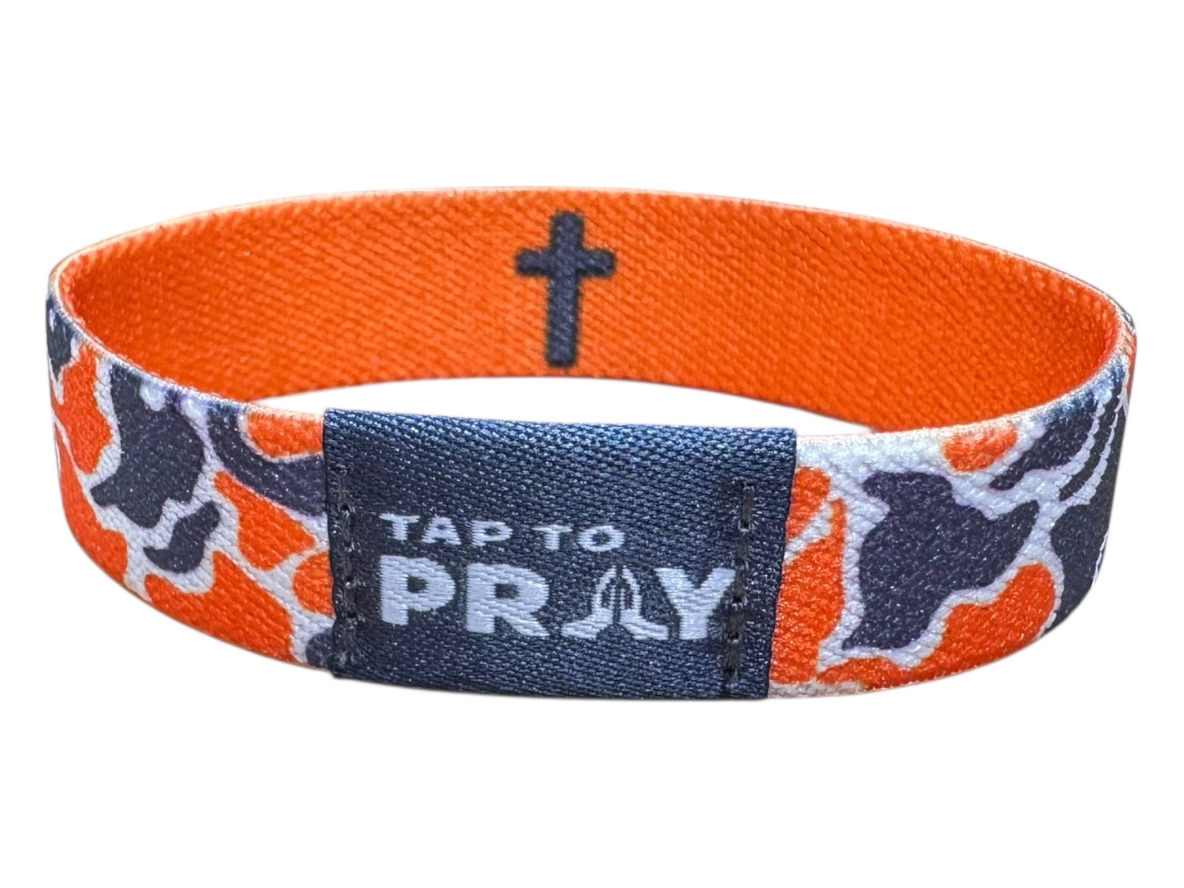 Tap To Pray™ Wristbands - Team Camo - Orange & Grey