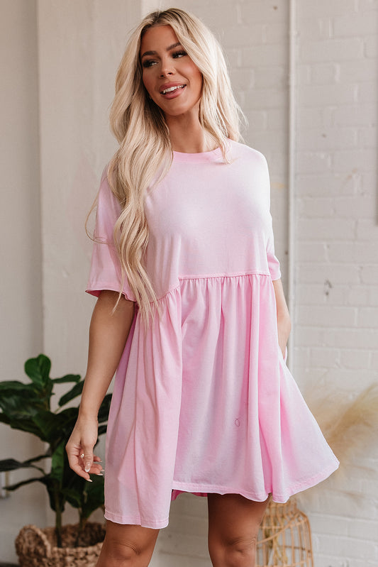 Raw Edge Babydoll Dress- L Pink