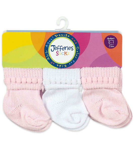 Rock-A-Bye Turn Cuff Socks 6 Pair Pack pink