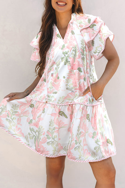 Pink Floral Mini Dress