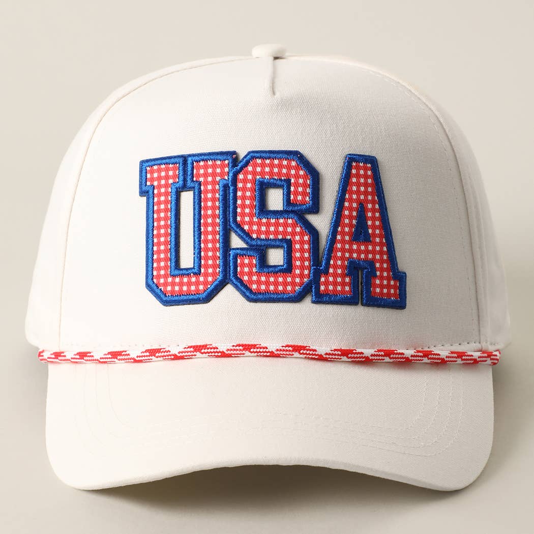 USA Patch Rope Trucker Hat: Red