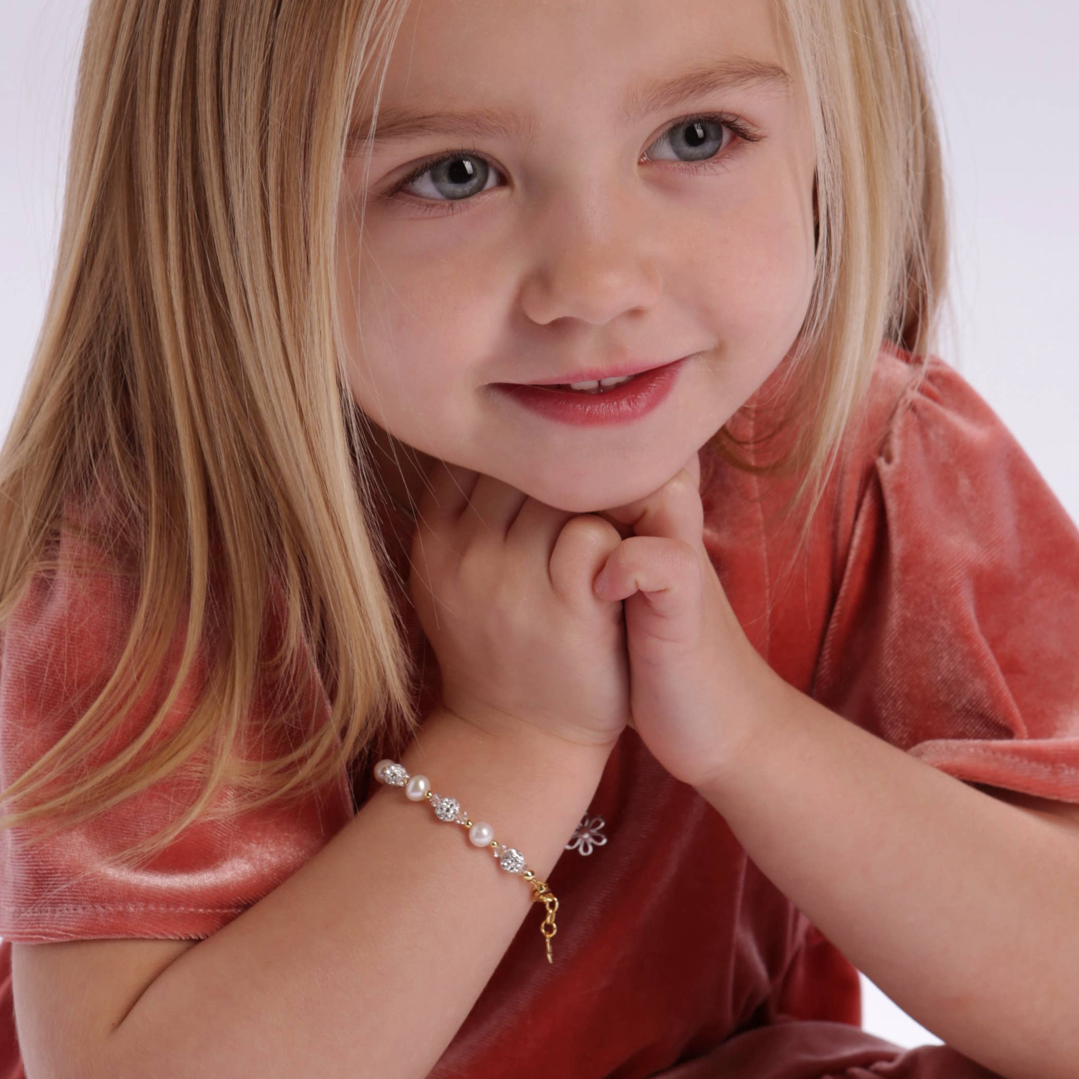 Children's 14K Gold Plated Pearl Baby Bracelet Kids Jewelry