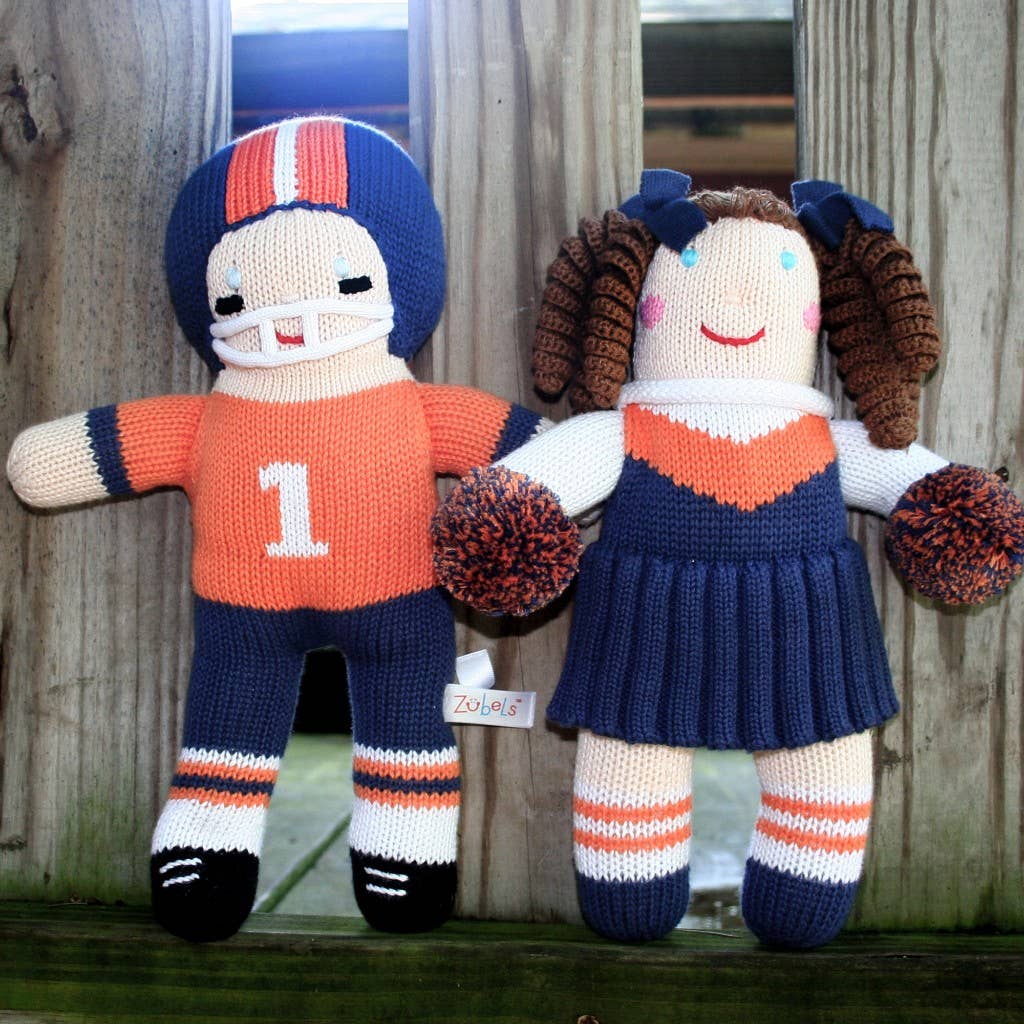 Football Player Knit Dolls: Orange/Navy / 12" Plush