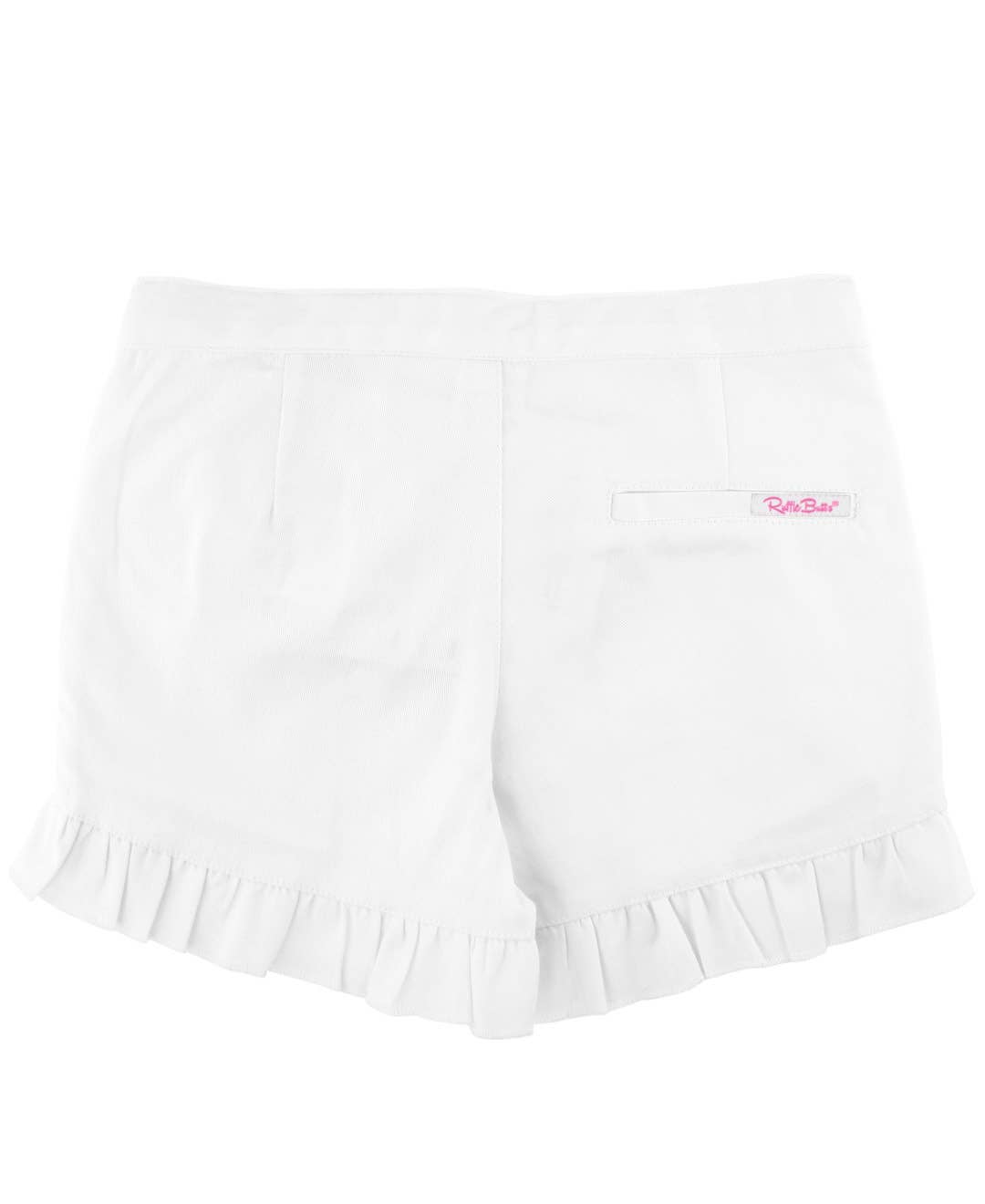 White Ruffle Trim  Kids Shorts