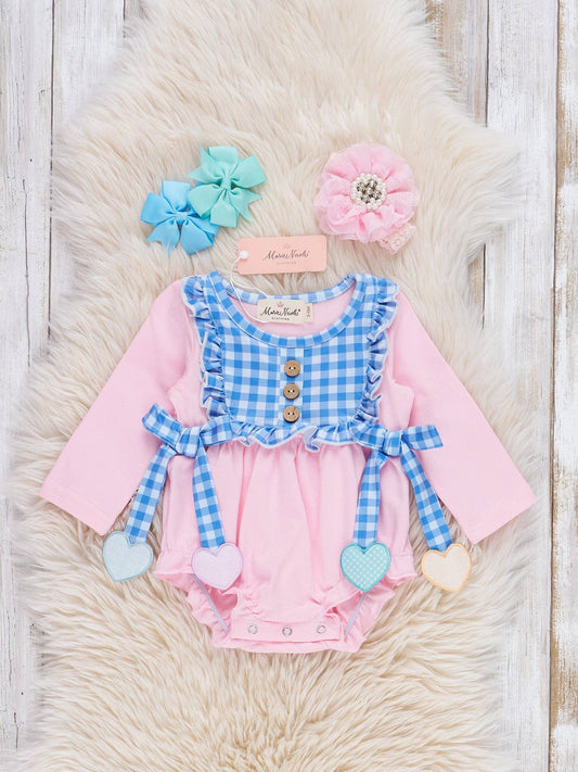 Heartstrings Bow Ruffle Plaid Bubble: 18/24MOS