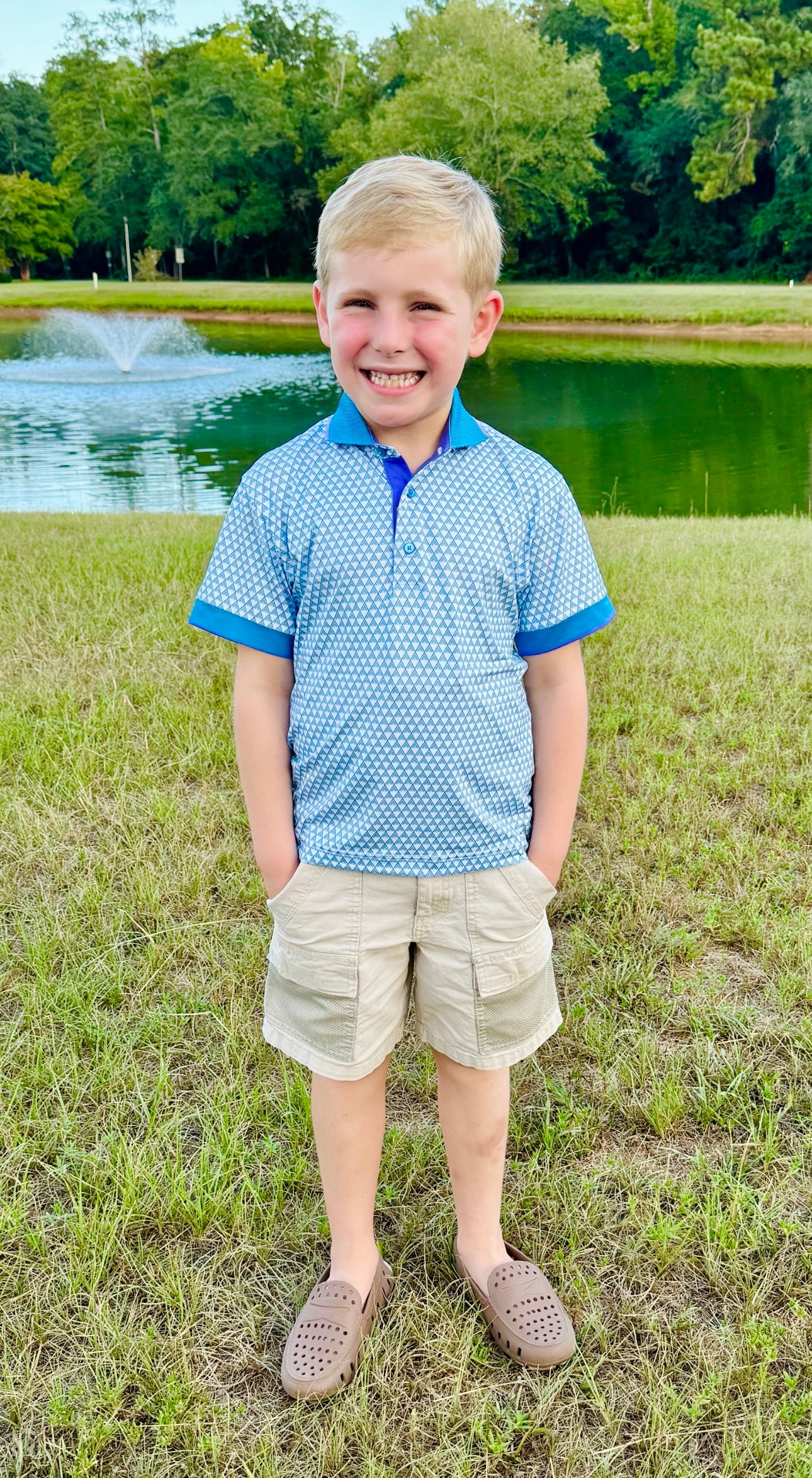 Youth Blue Point Performance Polo