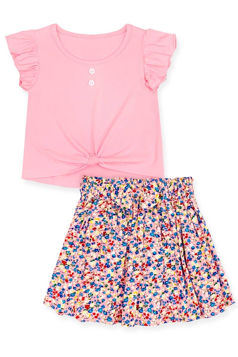 Girls Floral Skirt Set Top