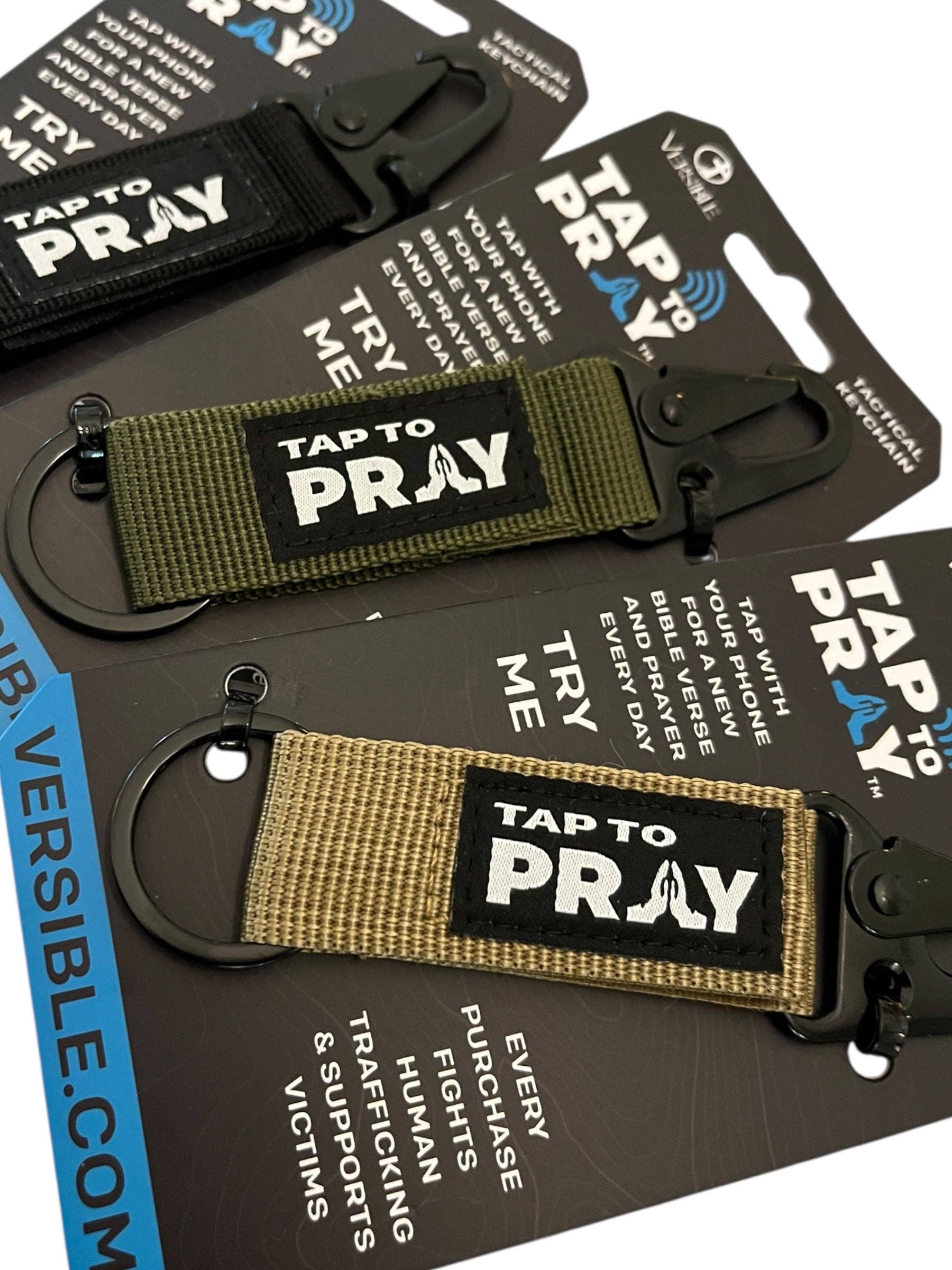 Tap To Pray™ - Tactical Carabiner Keychain: Green