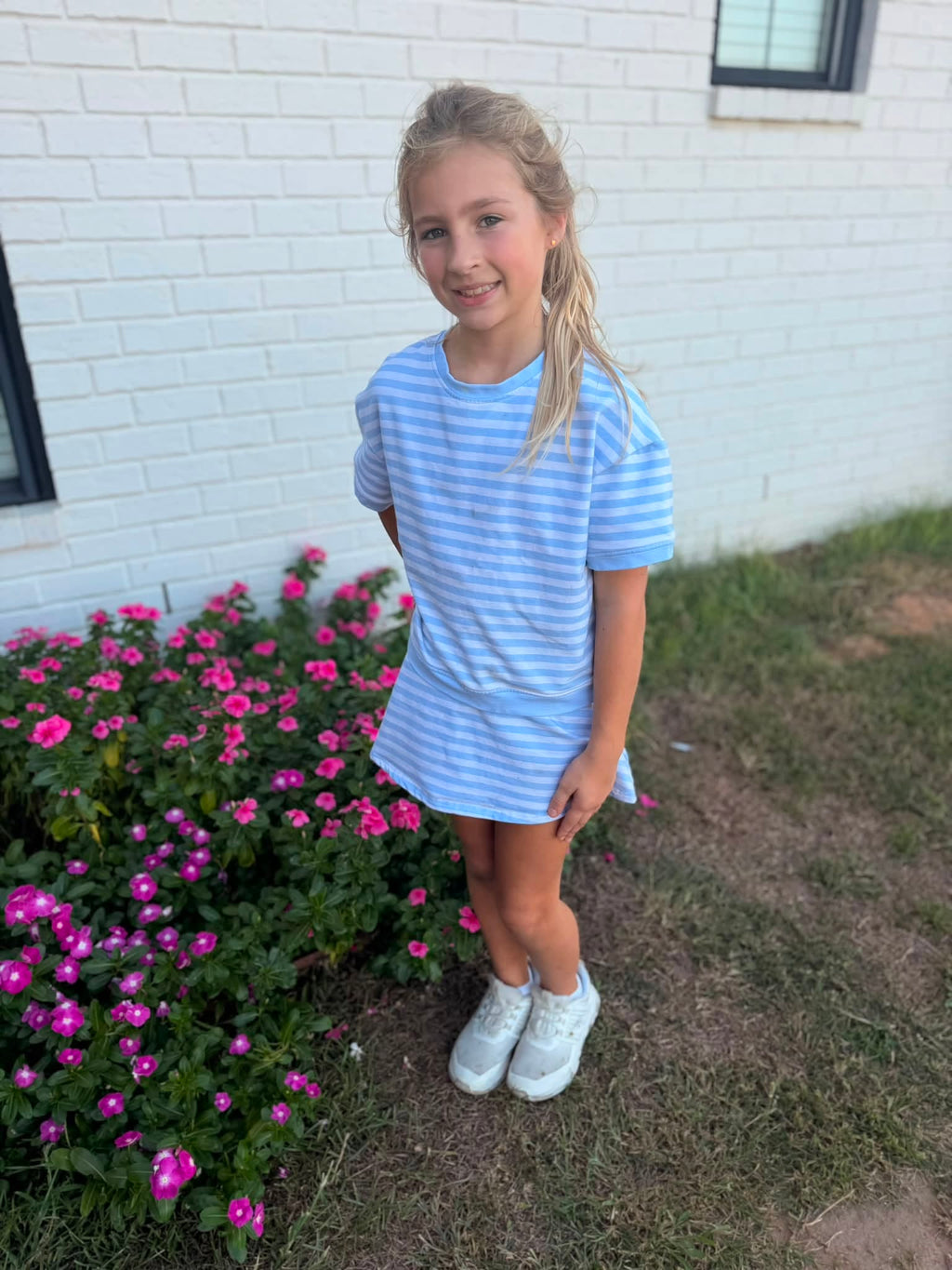 Blue Stripe Skort Set
