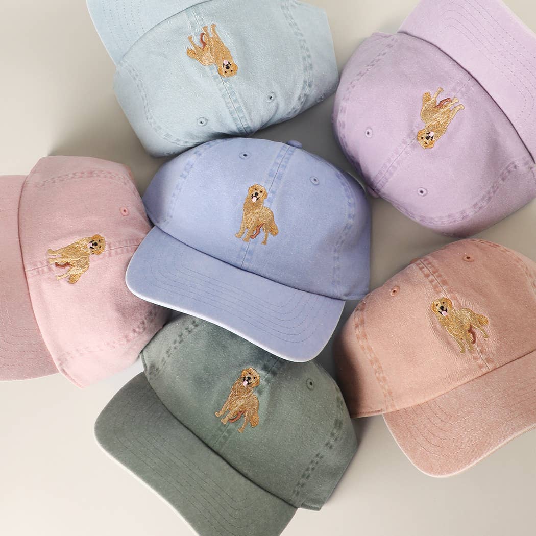 Golden Retriever Embroidered Pigment Dyed Baseball Cap: BLUEMINT