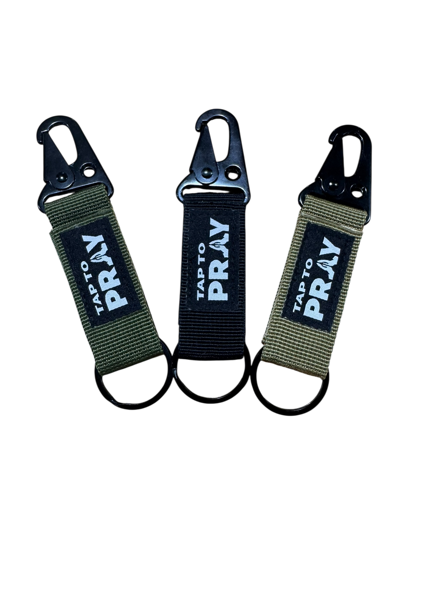 Tap To Pray™ - Tactical Carabiner Keychain: Tan