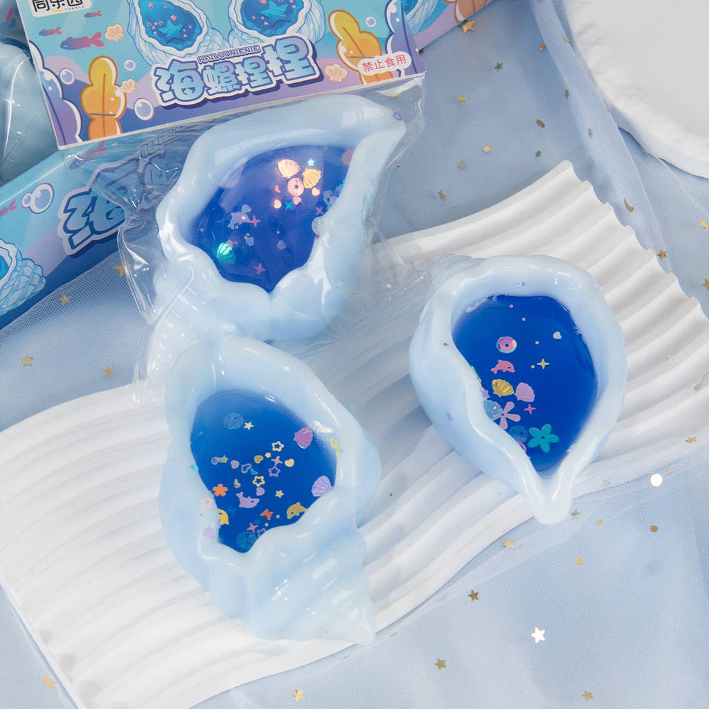Silicone Realistic Conch Shell Squeeze Toy: Blue
