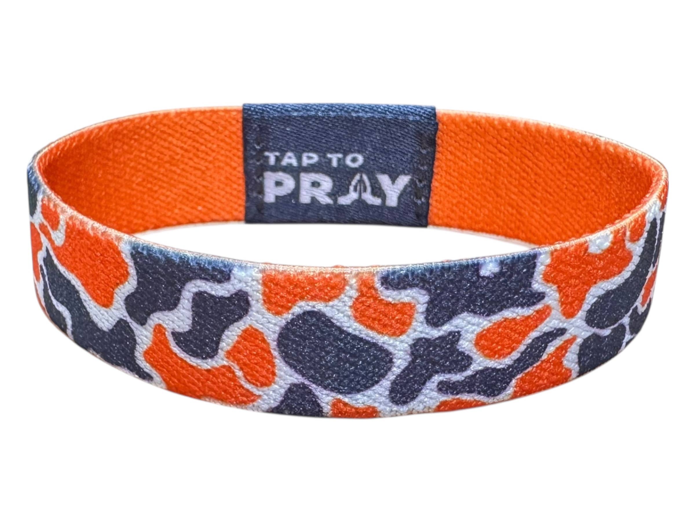 Tap To Pray™ Wristbands - Team Camo - Orange & Grey