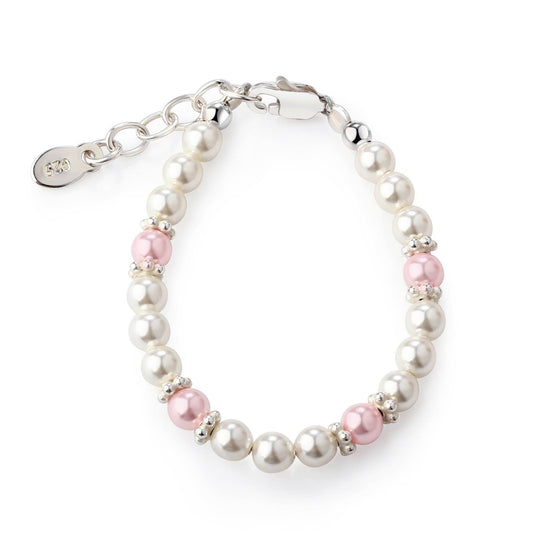 Girls Sterling Silver Pearl Baby Bracelet or Kids Jewelry: Large 6-12 Years
