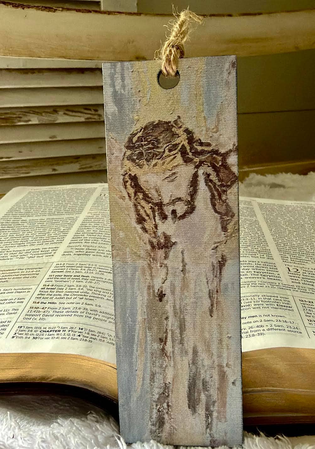 Wood Bookmark with Tassel: Jesus