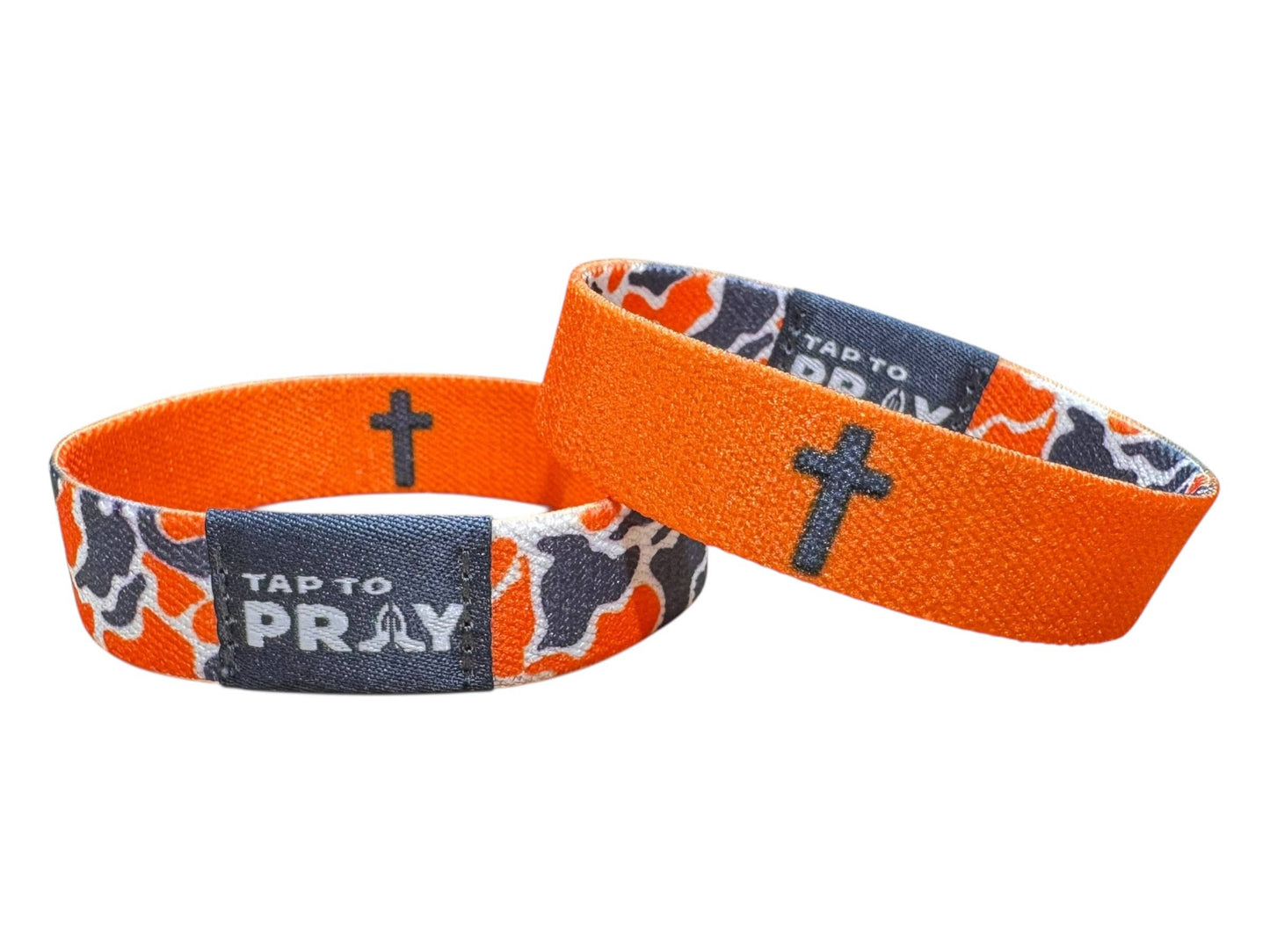 Tap To Pray™ Wristbands - Team Camo - Orange & Grey