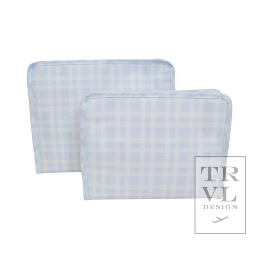 Roadie Medium - Pimlico Plaid Blue Zip Pouch: Pimlico Plaid Blue