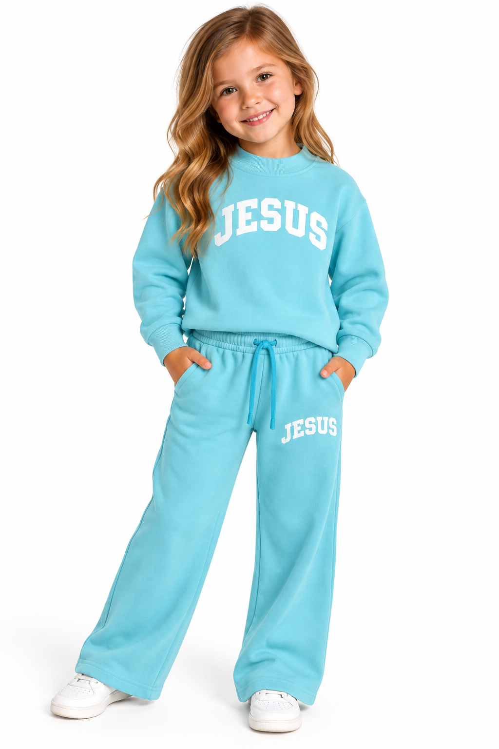 Jesus Mock Neck Set- Blue
