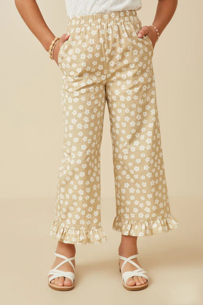 Floral Elastic Waist Pants